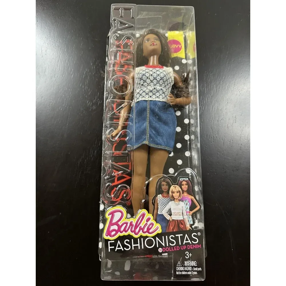 Year 2015 Barbie Fashionistas #53 Black  CURVY DPX68‎ Doll Dolled Up Denim